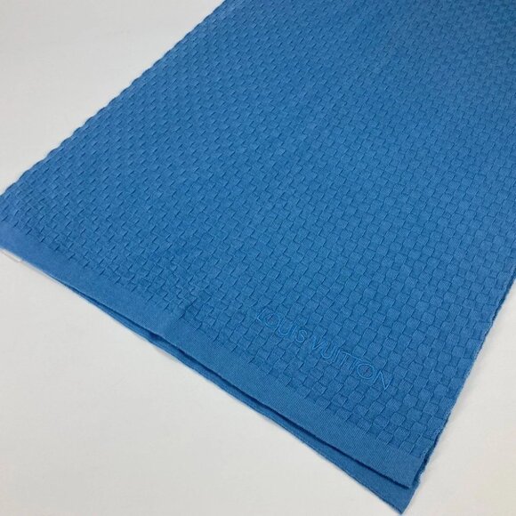 LOUIS VUITTON M75595 Micro Damier Scarf Cashmere / cotton blue - Picture 6 of 13